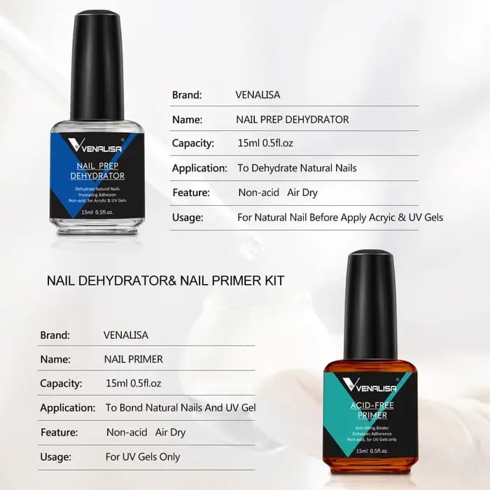 VENALISA Bonder déshydrateur de préparation des ongles et apprêt sans ACID acrylique UV Gel Base couche