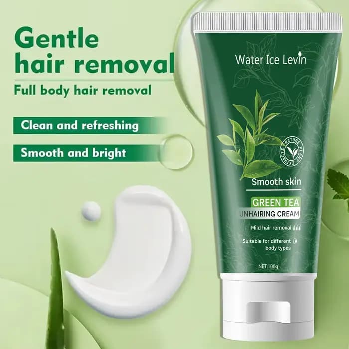 Crème Épilatoire Douceur au Thé Vert - Effet Peau Satinée - Formule Non Irritante - Pour une Sensation de Fraîcheur