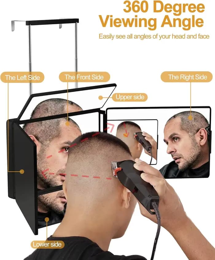 Miroir 5 voies amélioré pour la coupe de cheveux en solo