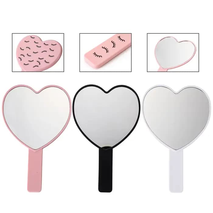 Miroir de vanité portatif en forme de coeur haute définition avec poignée