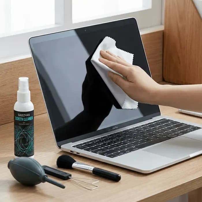 Kit de nettoyage électronique tout-en-un avec souffleur d'air et brosse. Entretien technique portable pour les écrans et claviers d'ordinateurs portables. Excellent cadeau pour homme.