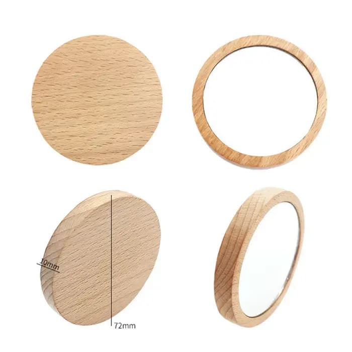 Mini miroir de maquillage en bois