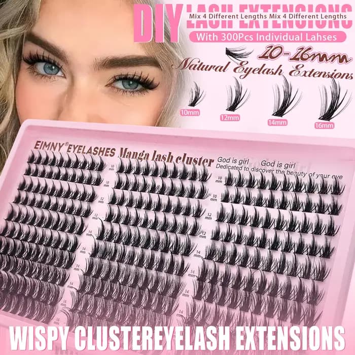 Kit de Cils en Grappes Manga Naturels 300 Pièces – Extensions