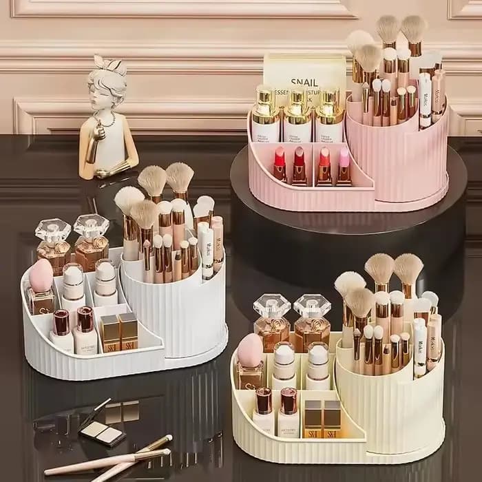 360 ° Organisateur de maquillage rotatif avec porte-brosse