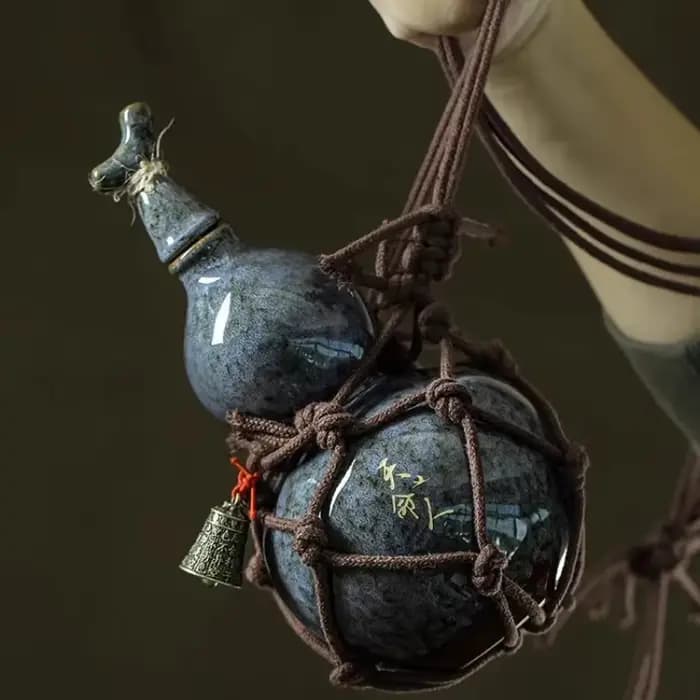 Tianmingren – ensemble de gourde à vin en filet, bouilloire chaude inclinée, Style ancien, outil à vin Portable pour sceau domestique