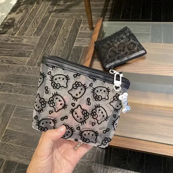 Sac à cosmétiques Kawaii en dentelle Hello Kitty