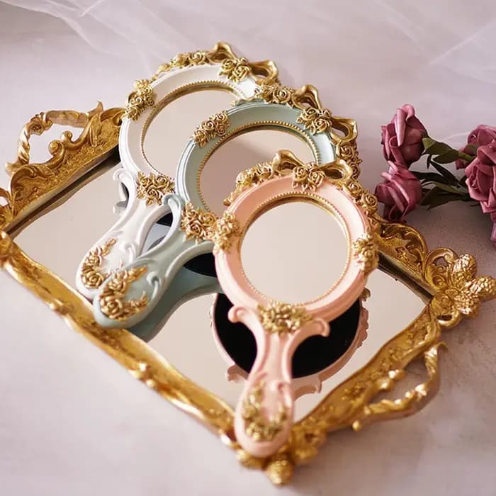Miroir de maquillage portable à main