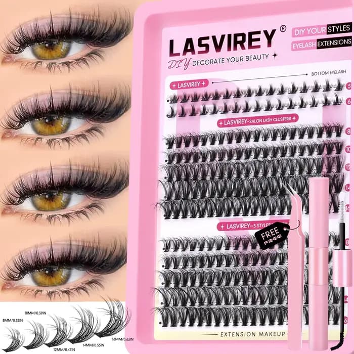 LASVIREY Kit de faux cils en grappes à poser soi-même
