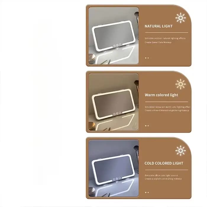 Miroir de courtoisie pour pare-soleil de voiture avec 3 modes d'éclairage tactile, détachable, rechargeable par USB, portable pour les voyages