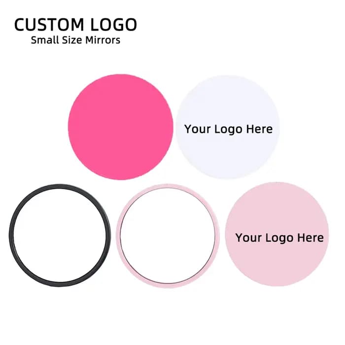 Gros petit miroir rond Logo personnalisé rouge rose blanc noir