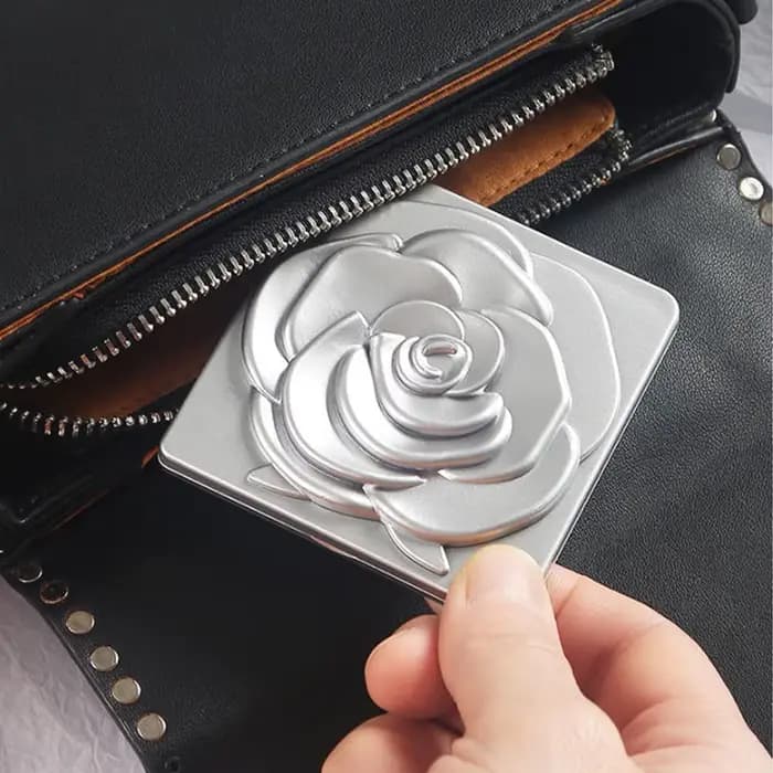 Miroir Rose carré de 7cm avec sac de rangement
