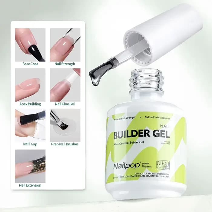Nailpop constructeur Gel à ongles 4 couleurs couche de Base renforcement épaississement Extension strass colle Gel vernis brosse en bouteille 15ml