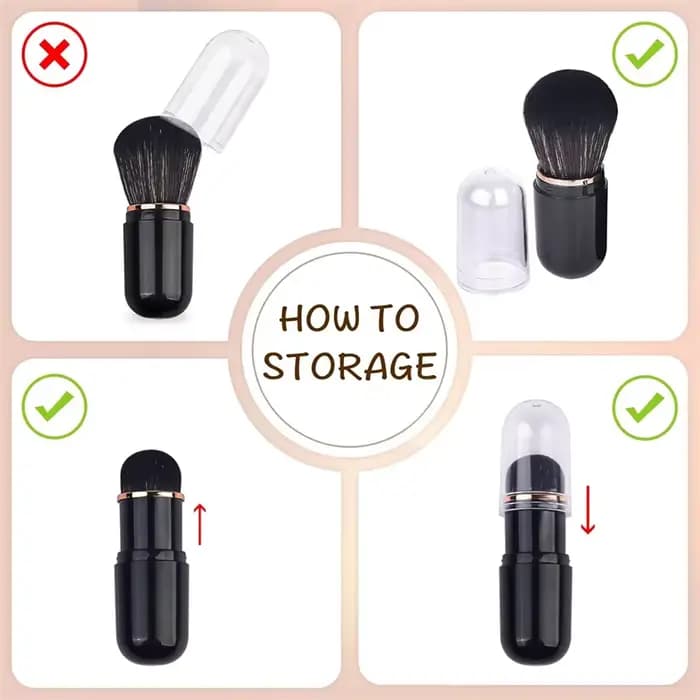 Pinceau Kabuki rétractable pinceaux de maquillage de voyage mignon en forme de Capsule Portable poudre fond de teint