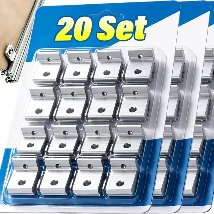 20/1 Sets Accessoires de fixation pour panneaux latéraux, Pièces de fixation pour profilés en aluminium, Supports de fixation pour séries 2020 3030 4040, Matériel de bricolage