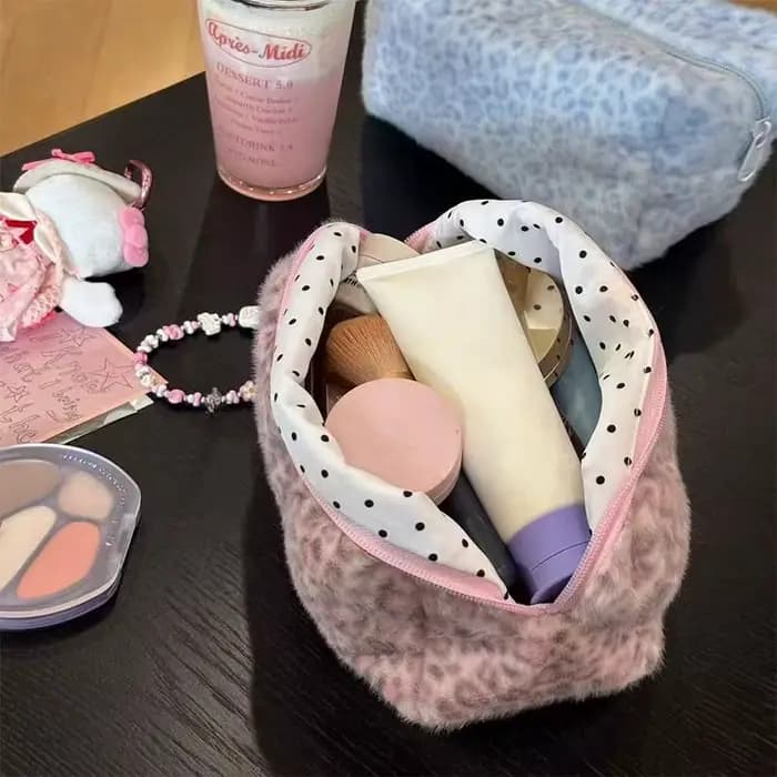 Sac de maquillage moelleux de haute qualité