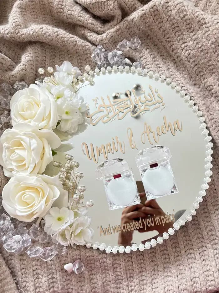 Accessoires pour assiettes à bagues : plaque miroir en acrylique