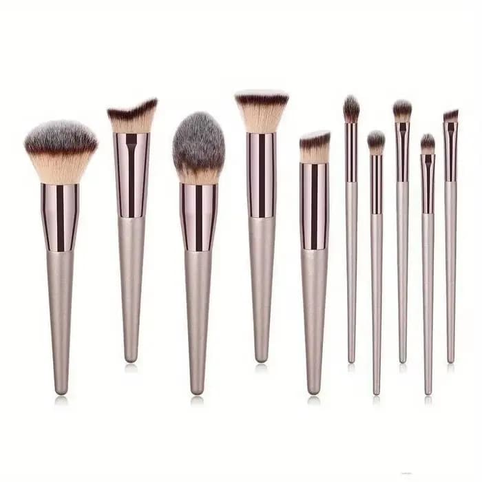 10 pièces Champagne or pinceaux de maquillage ensemble complet de fond de teint poudre libre Blush correcteur ombre à