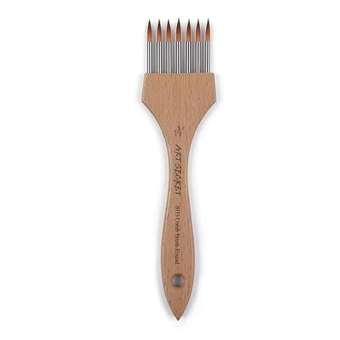 Brosse à Peigne Rond et pio à Dents Multiples, Manche en Nylon, Laine de Bambou, Interconnexion, Fournitures de Peinture Acrylique