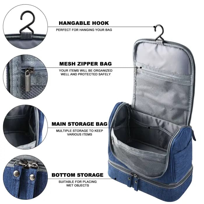 Nouveau sac de toilette Portable avec crochet suspendu