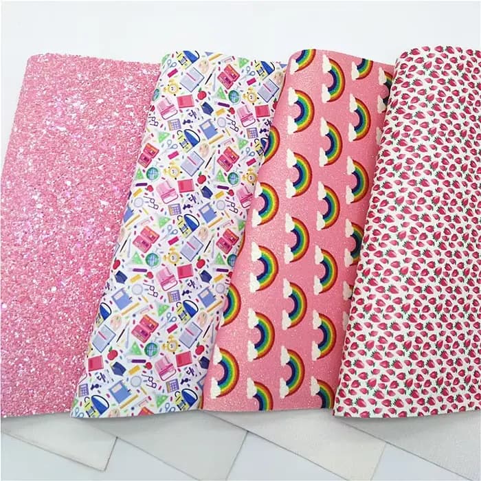 Feuilles scintillantes personnalisées arc-en-ciel rose vif