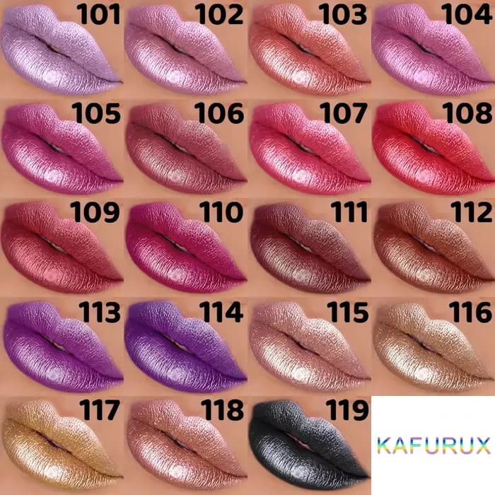 Rouge à lèvres à paillettes en 19 couleurs