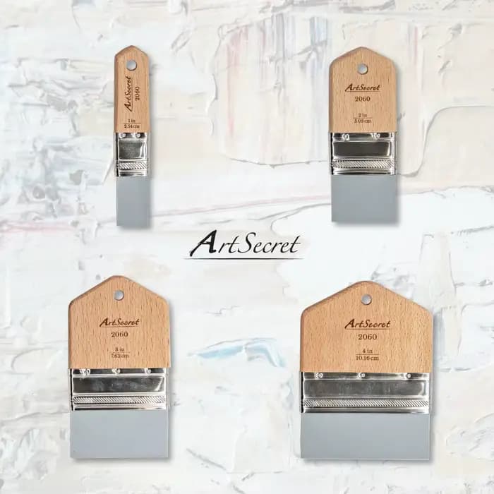 Artsecert 1-4 pièces pinceau en Silicone manche court en bois pinceaux plats flexibles pour peinture à l'huile acrylique Application lisse
