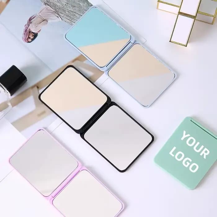 【Logo personnalisé】 50 pièces miroir carré givré Double face violet/noir