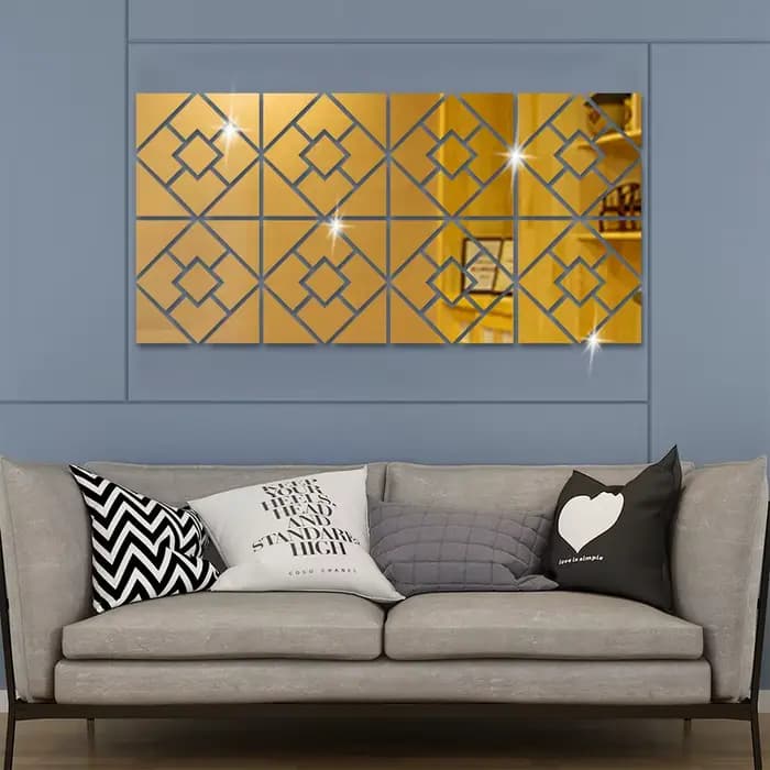 Autocollant mural miroir carré 3D