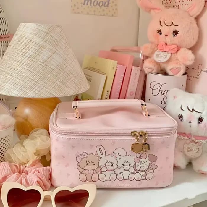 Kawaii Mikko Joint – sac à cosmétiques avec nœud Double couche