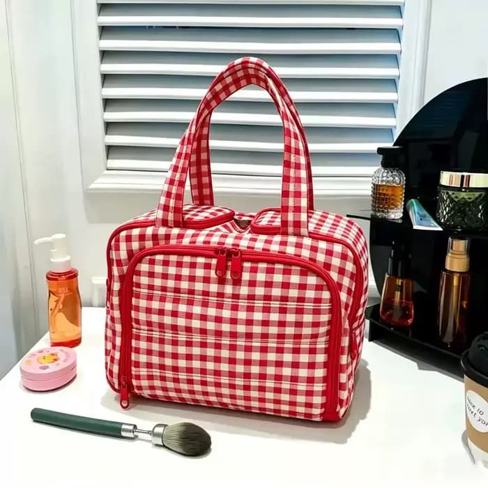 Sac de toilette de voyage multi-poches à double ouverture latérale avec poignée confortable