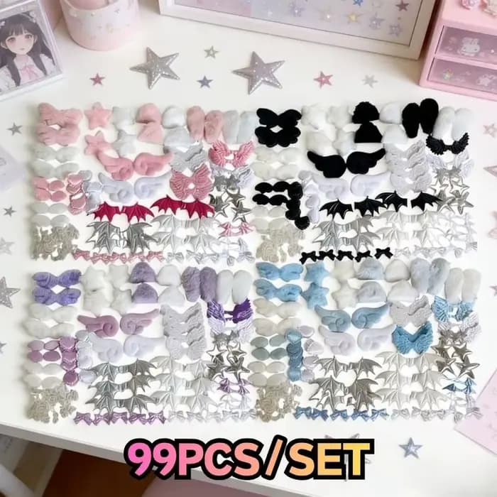 Ensemble d'accessoires colorés de 99 pièces en dentelle rose, pour la création de ventilateurs manuels DIY, matériel pour emballages décoratifs et décoration de cartes