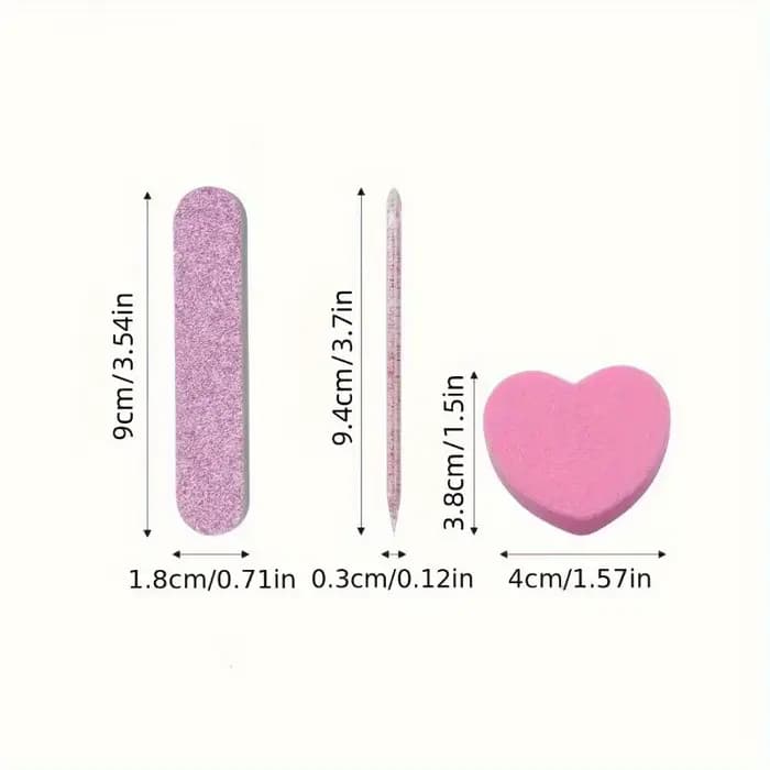 Ensemble de 12 pièces de kit de soin des ongles à paillettes roses