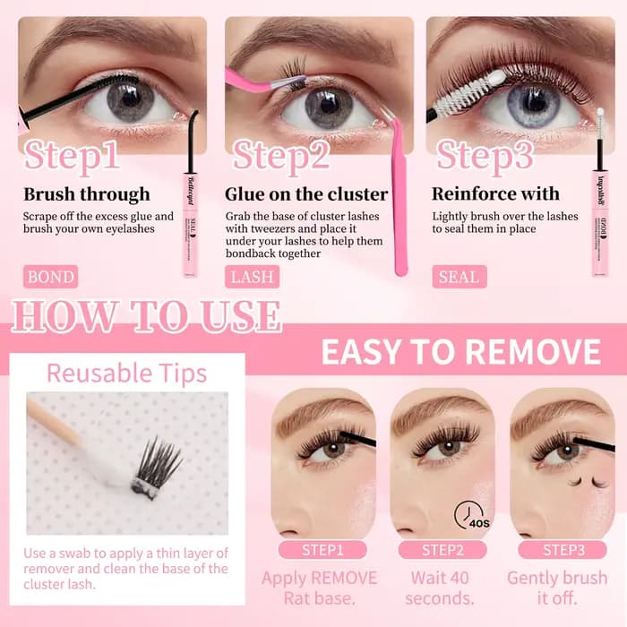 Bellecynl Lash Bond and Seal avec dissolvant et pince à épiler