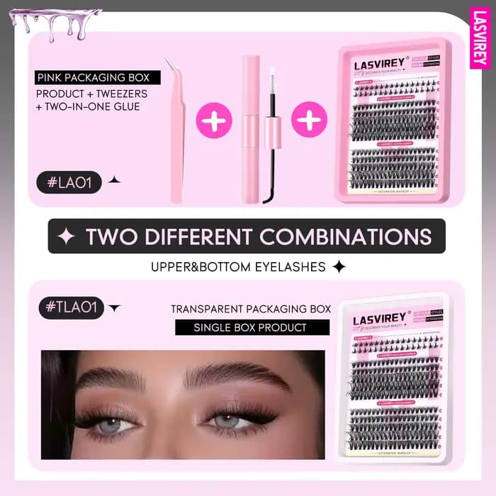 LASVIREY Kit de faux cils en grappes à poser soi-même