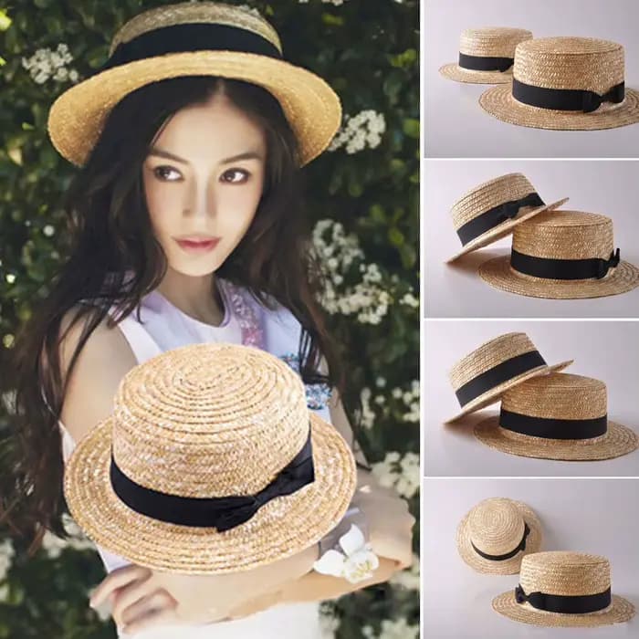 Chapeaux de paille assortis à large bord pour bébés, accessoires de mode pour filles, joli style Boho pour plage du soleil, collection 2019