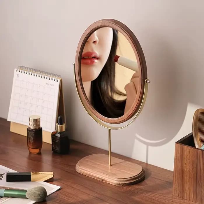 Miroir de courtoisie décoratif rétro en bois de style chinois
