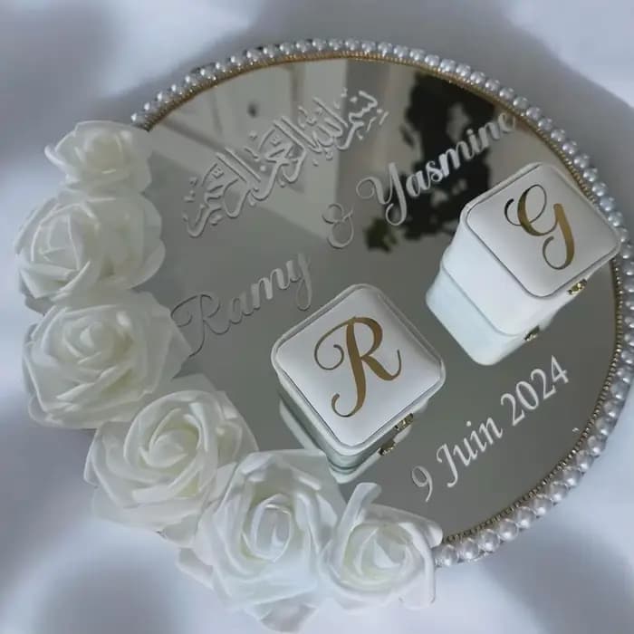 Accessoires pour assiettes à bagues : plaque miroir en acrylique