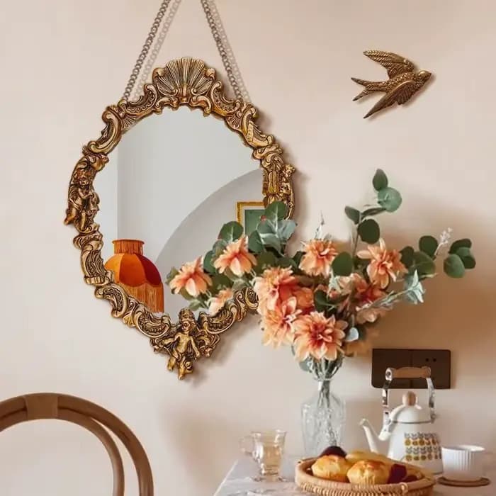 Miroir de maquillage sculpté de luxe léger