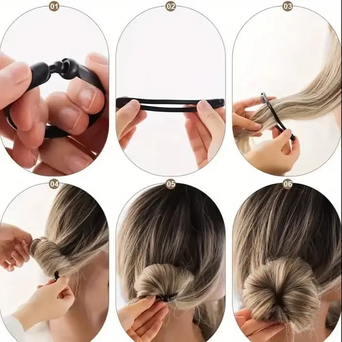 4 pièces magique torsion beignet chignon pince bricolage queue de cheval outils de coiffure noir champignon tête bobine