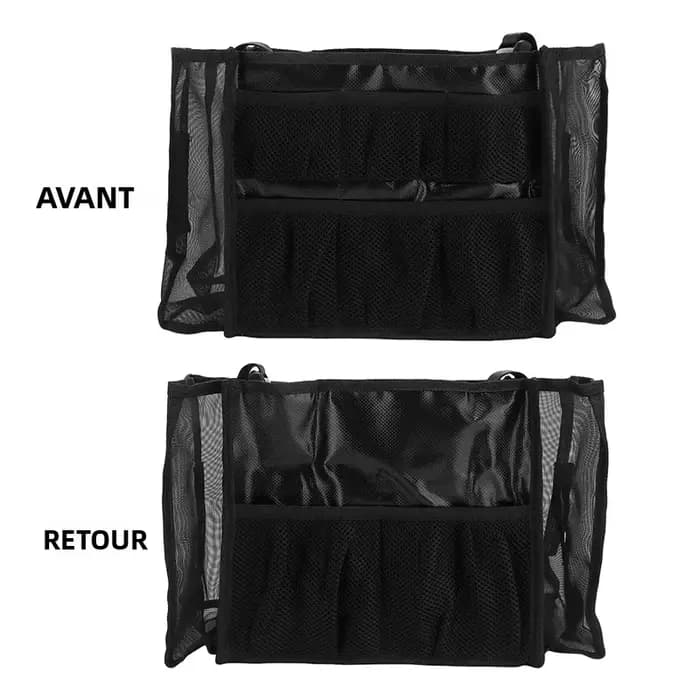Sac organisateur d'outils de maquillage et de cheveux multi-poches: fourre-tout de rangement en maille pour brosses