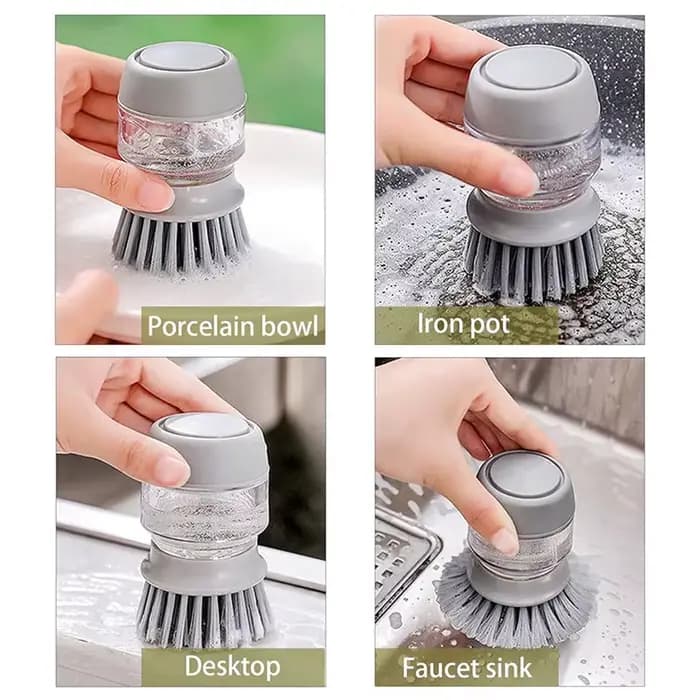 Distributeur de savon, brosse à vaisselle, brosse à paume, brosse à récurer avec support de rangement et Base de Drainage, brosse à récurer pour Pot de cuisine domestique