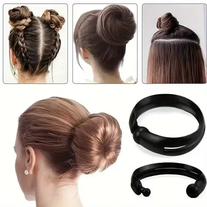 4 pièces magique torsion beignet chignon pince bricolage queue de cheval outils de coiffure noir champignon tête bobine
