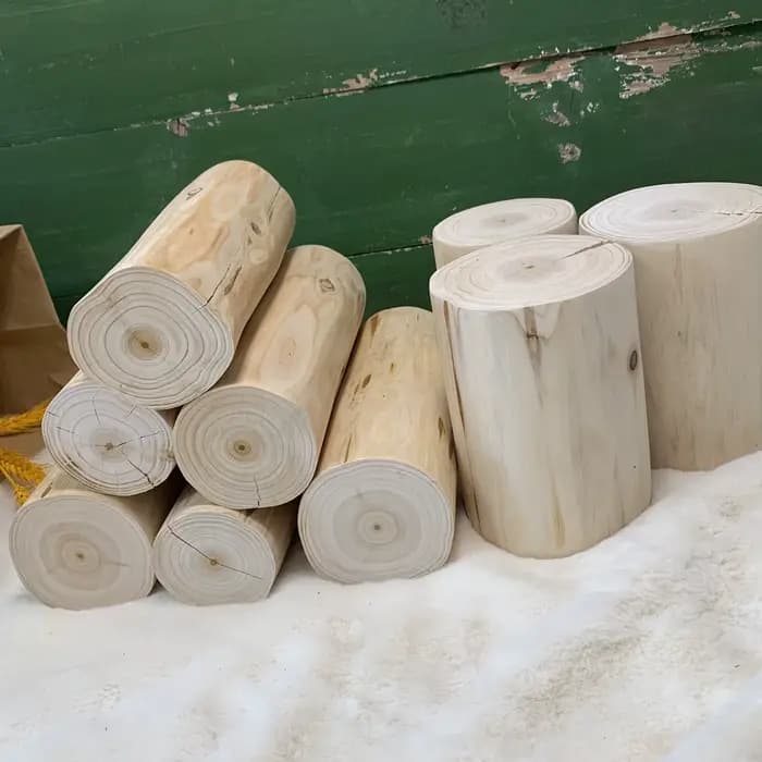 Troncs, tranches, souches et poteaux décoratifs en bois de sapin décortiqué pour décoration de cheminée, ornements de mariage et clôture en bois de jardin