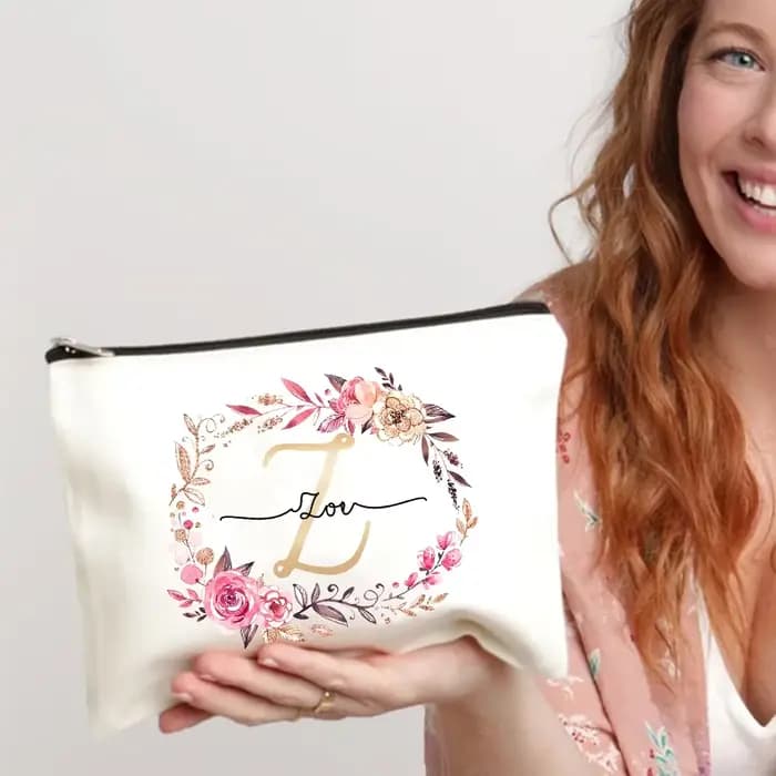 Trousse de Maquillage Personnalisée avec Initiale et Nom