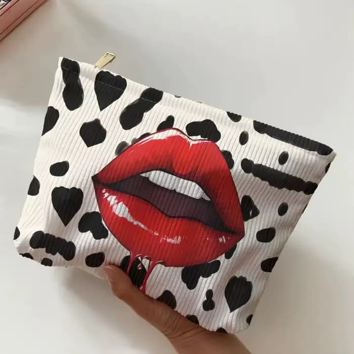 Sac de maquillage imprimé à motif de lèvres