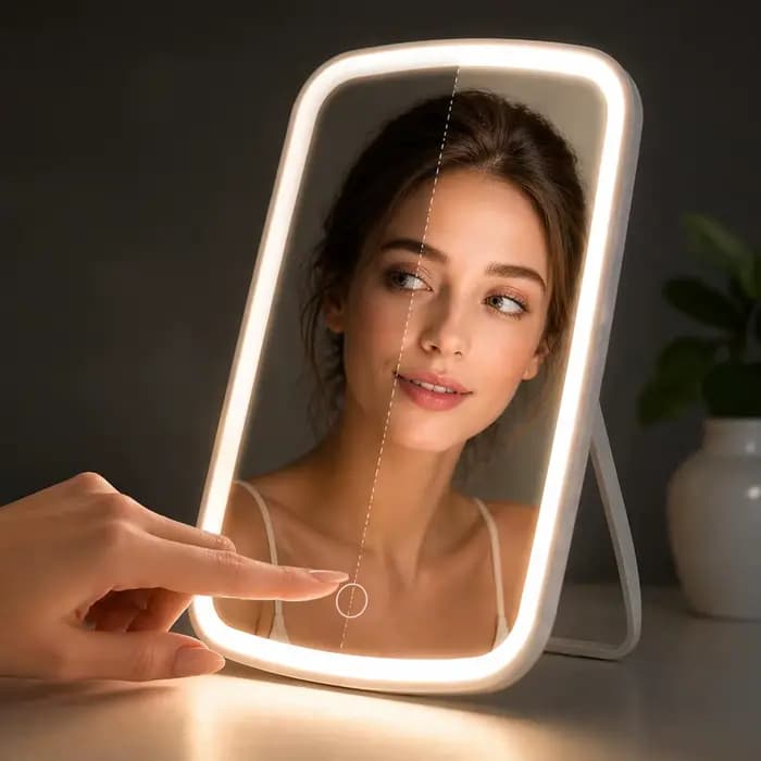 Miroir de maquillage LED avec support