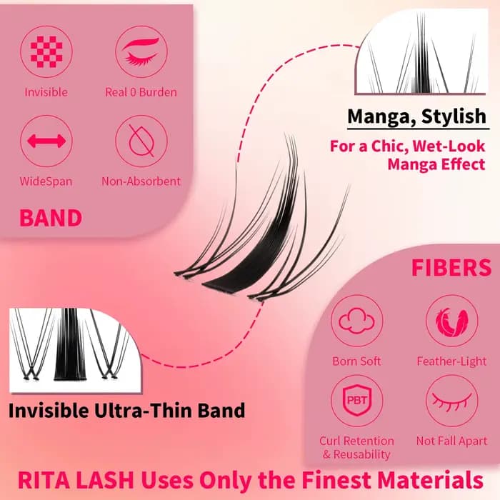 RITALASH 154 pièces D Curl Cluster Kit de cils