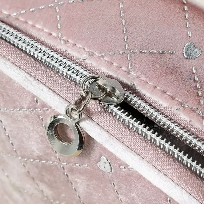 Sac de maquillage en velours mignon avec fermeture éclair