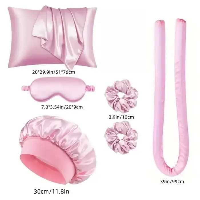 Ensemble de baguettes à friser sans chaleur | Kit de boucles soyeuses fraîches d'été paresseux | avec bonnet de douche