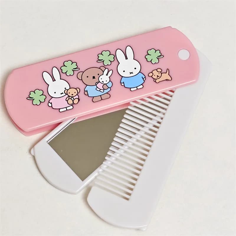 Miroir peigne Miffy, motif lapin de dessin animé mignon, miroir de maquillage élégant et portable, i
